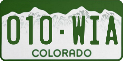 CO license plate 010WIA