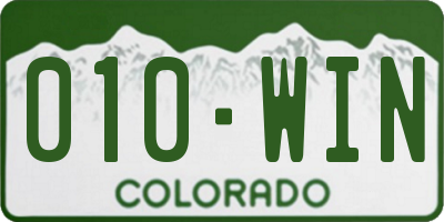 CO license plate 010WIN