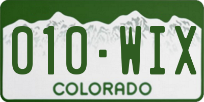 CO license plate 010WIX