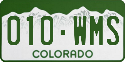 CO license plate 010WMS