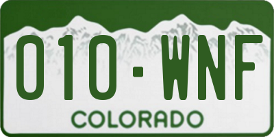 CO license plate 010WNF