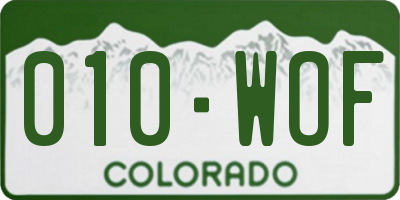 CO license plate 010WOF