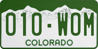 CO license plate 010WOM
