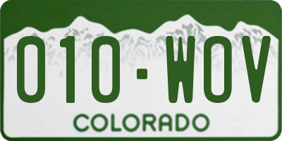 CO license plate 010WOV