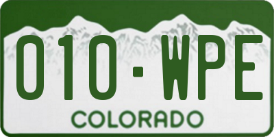 CO license plate 010WPE