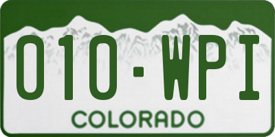 CO license plate 010WPI