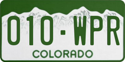CO license plate 010WPR