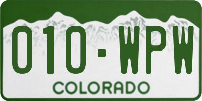CO license plate 010WPW