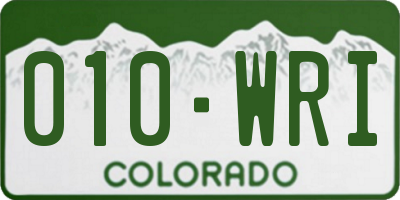 CO license plate 010WRI