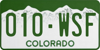 CO license plate 010WSF