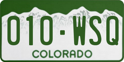 CO license plate 010WSQ