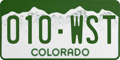 CO license plate 010WST