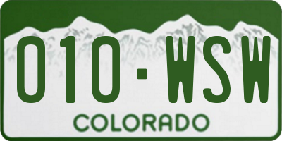 CO license plate 010WSW