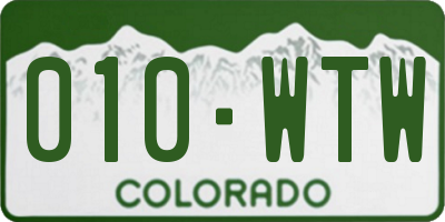 CO license plate 010WTW