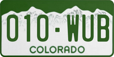 CO license plate 010WUB