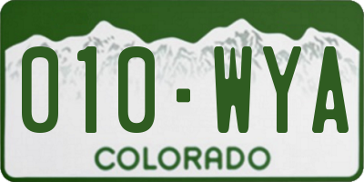 CO license plate 010WYA