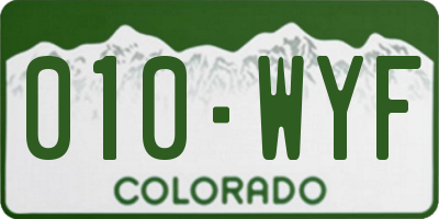 CO license plate 010WYF