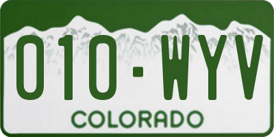 CO license plate 010WYV