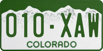 CO license plate 010XAW