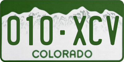 CO license plate 010XCV