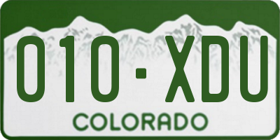 CO license plate 010XDU