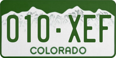 CO license plate 010XEF