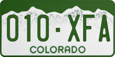 CO license plate 010XFA