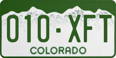 CO license plate 010XFT