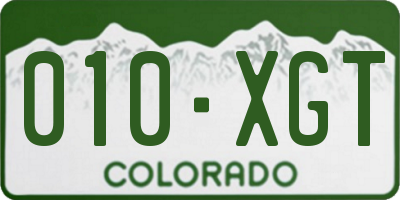 CO license plate 010XGT