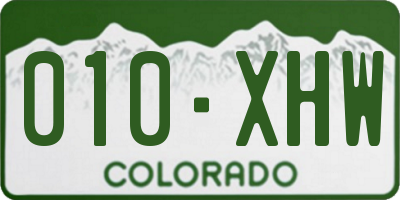 CO license plate 010XHW