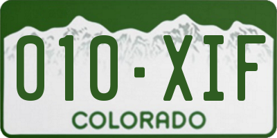 CO license plate 010XIF