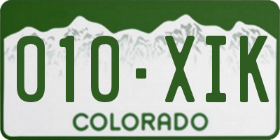 CO license plate 010XIK