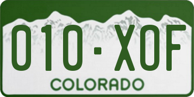 CO license plate 010XOF