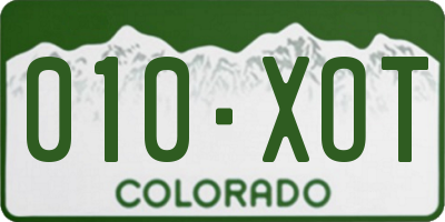 CO license plate 010XOT