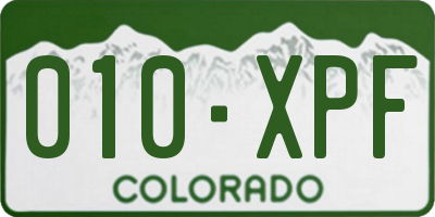 CO license plate 010XPF