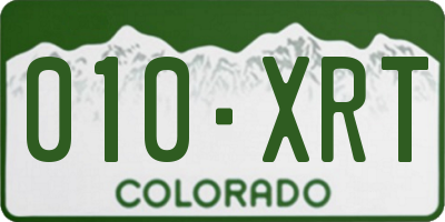 CO license plate 010XRT