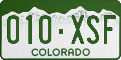 CO license plate 010XSF