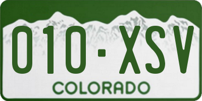 CO license plate 010XSV
