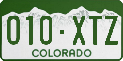 CO license plate 010XTZ