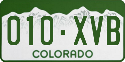 CO license plate 010XVB