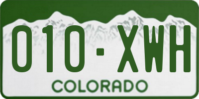 CO license plate 010XWH