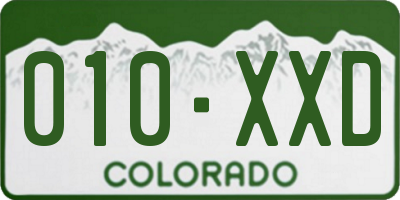 CO license plate 010XXD