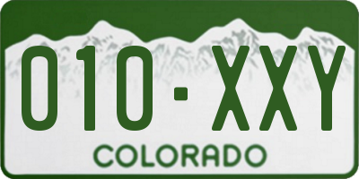 CO license plate 010XXY