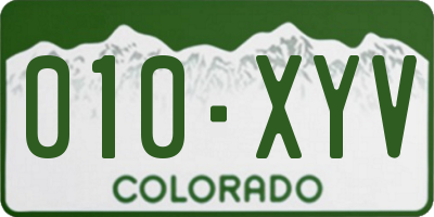 CO license plate 010XYV