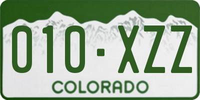 CO license plate 010XZZ