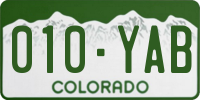 CO license plate 010YAB