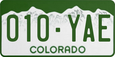 CO license plate 010YAE