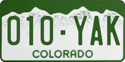 CO license plate 010YAK