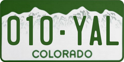 CO license plate 010YAL