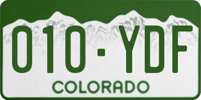 CO license plate 010YDF
